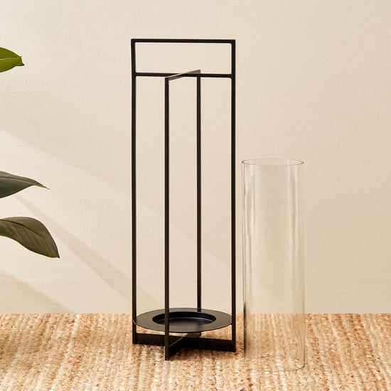 Bernina Monochrome Metal and Glass Votive Candle Holder