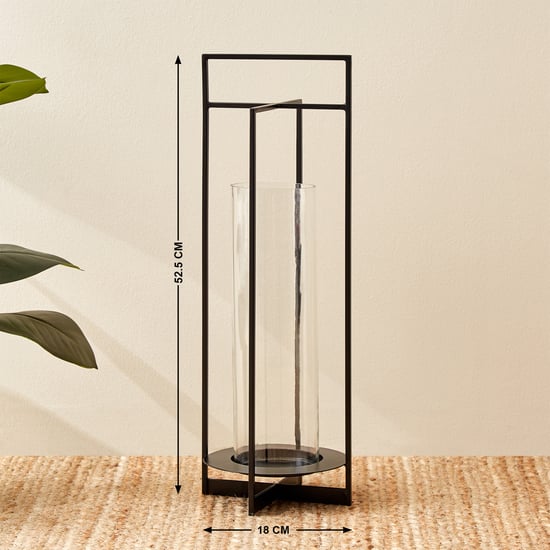 Bernina Monochrome Metal and Glass Votive Candle Holder