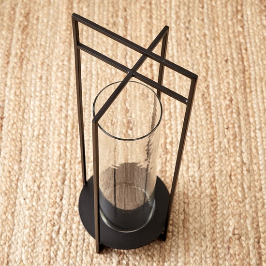 Bernina Monochrome Metal and Glass Votive Candle Holder