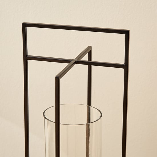 Bernina Monochrome Metal and Glass Votive Candle Holder