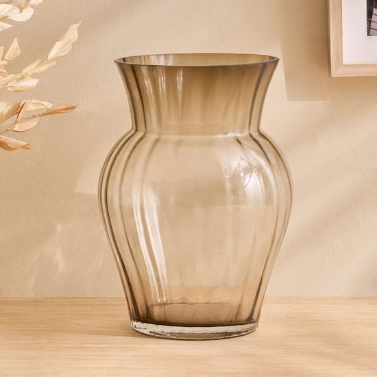Oyster Auralis Glass Ribbed Vase