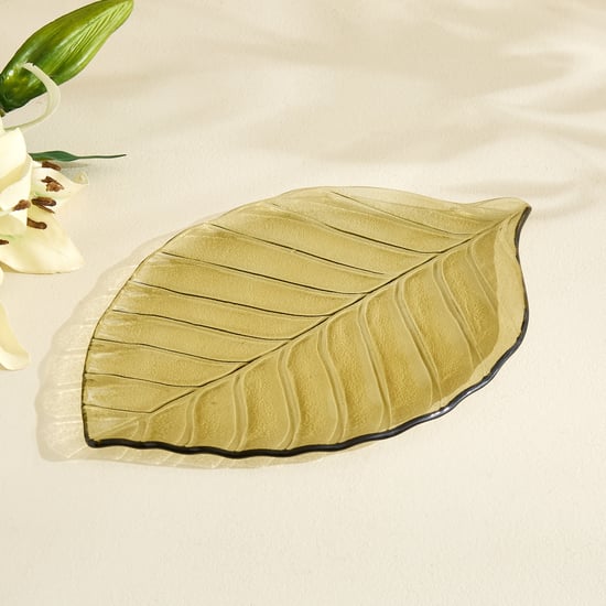 Botanica Flufois Glass Leaf Decorative Platter