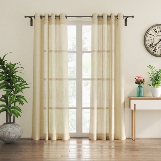 Chanderi Haze Set of 2 Striped Sheer Door Curtains