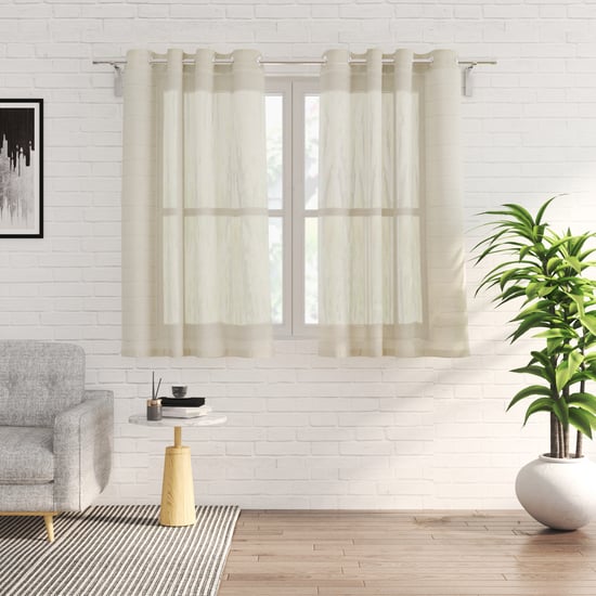 Chanderi Set of 2 Striped Sheer Window Curtains