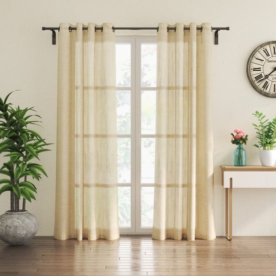 Chanderi Veil Set of 2 Striped Sheer Door Curtains
