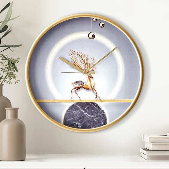 Corsica Casablanca Reindeer Print Wall Clock - 30cm