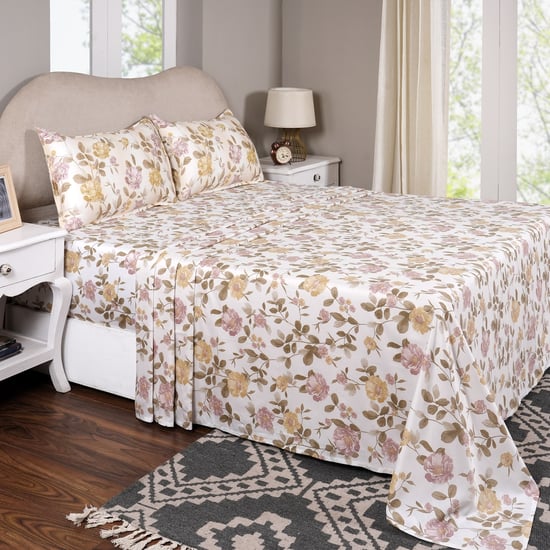 MASPAR Sensory Bloom Cotton 300TC Floral Print 3Pcs Super King Bedsheet Set