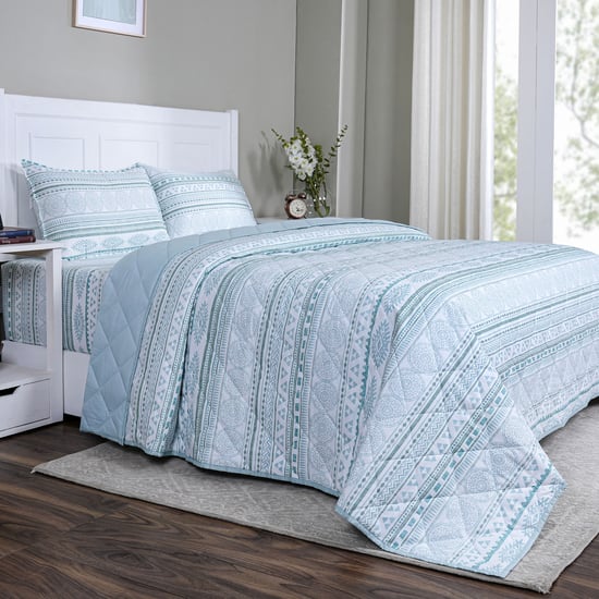 MASPAR Sensory Bloom Cotton 4Pcs Printed Geometric Double Bed-In-A-Bag Set