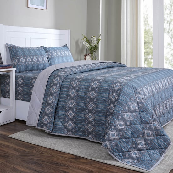 MASPAR Sensory Bloom Cotton 4Pcs Geometric Print Double Bed-In-A-Bag Set