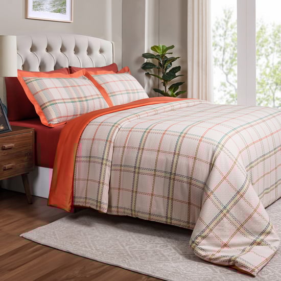 MASPAR Eclectic Geo Cotton Checked 3Pcs Double Duvet Cover Set