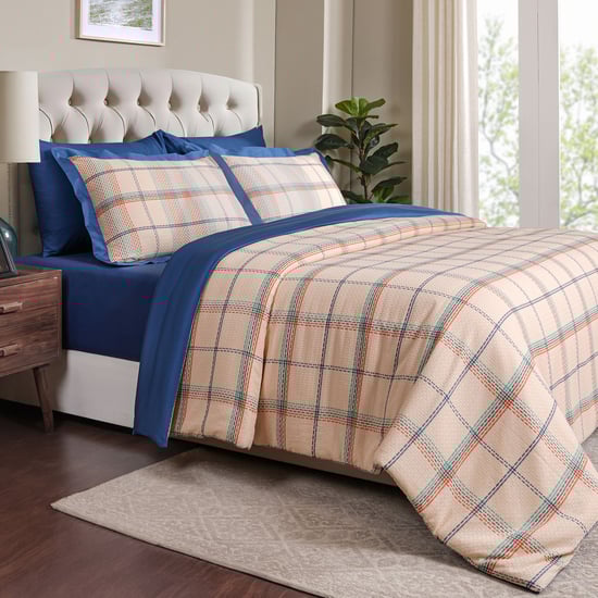 MASPAR Eclectic Geo Cotton Checked 3Pcs Double Duvet Cover Set