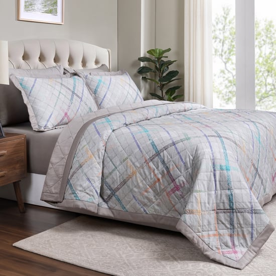MASPAR Eclectic Geo Cotton Checked Double Quilt