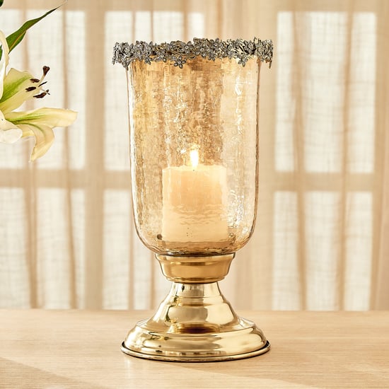Heritage Renew Glass Floral Hurricane Candle Holder - Large