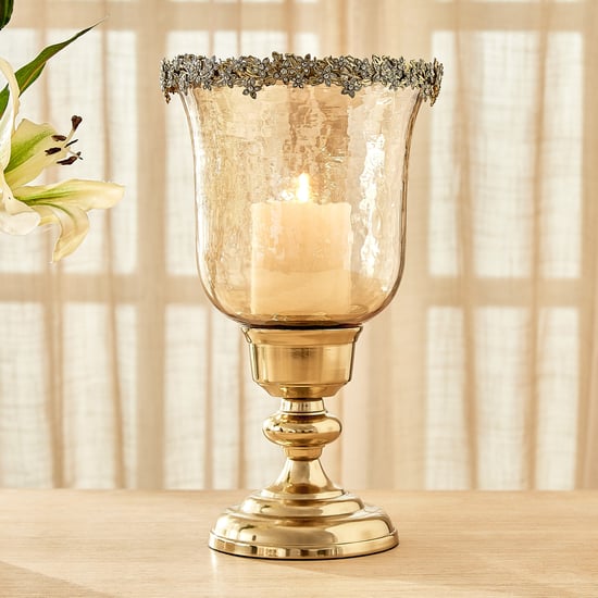 Heritage Renew Glass Floral Hurricane Candle Holder - Small
