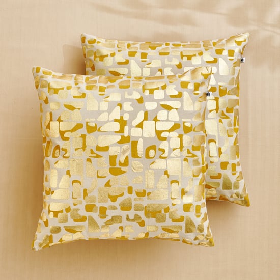 Celestial Gilded Set of 2 Foil Print Cushion Covers - 40x40cm