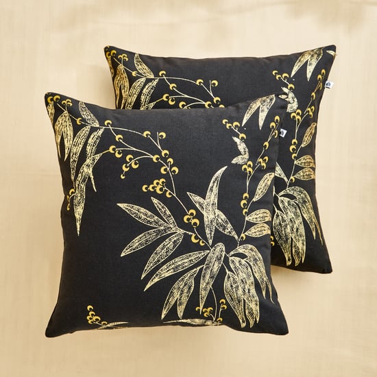 Celestial Noir Set of 2 Foil Print Cushion Covers - 40x40cm