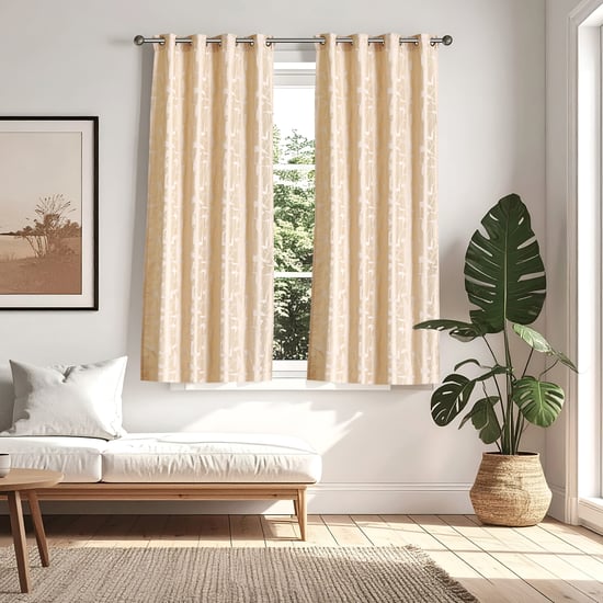 Morris Bract Set of 2 Jacquard Room Darkening Window Curtains