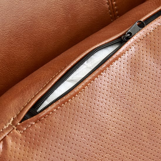 Cinnamon Half Leather 2-Seater Sofa with Cushions - Tan