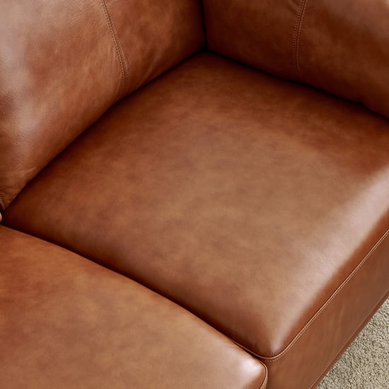 Cinnamon Half Leather 2-Seater Sofa with Cushions - Tan