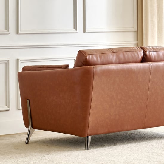 Cinnamon Half Leather 2-Seater Sofa with Cushions - Tan