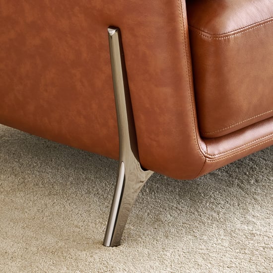 Cinnamon Half Leather 2-Seater Sofa with Cushions - Tan