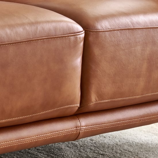 Cinnamon Half Leather 2-Seater Sofa with Cushions - Tan