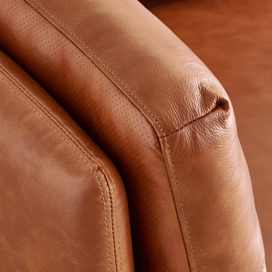 Cinnamon Half Leather 2-Seater Sofa with Cushions - Tan