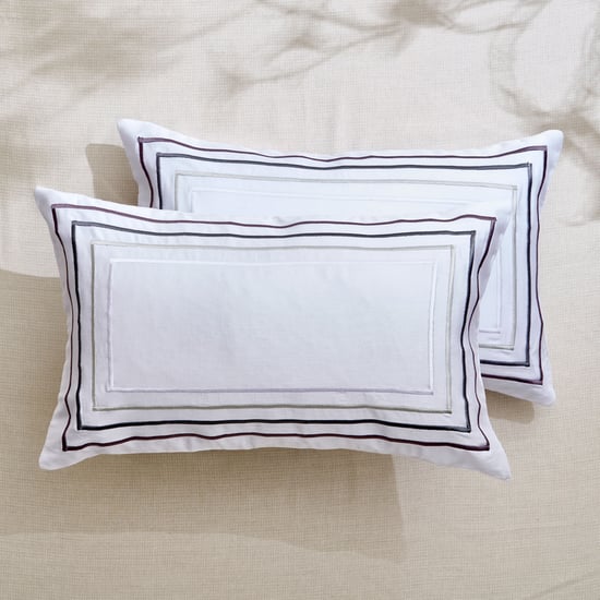 Floral Opulence Set of 2 Embroidered Cushion Covers - 50x30cm