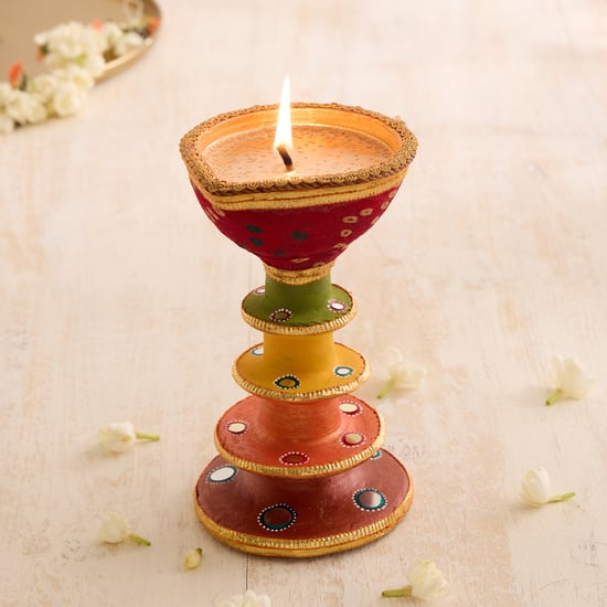 Utsav Earthen Clay Embellished Diya