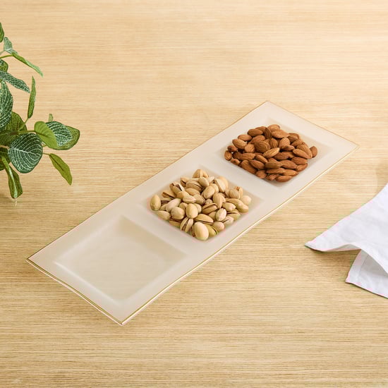 Frostra Hernan Frosted Glass 3 Partition Serving Platter - 40.5x15cm