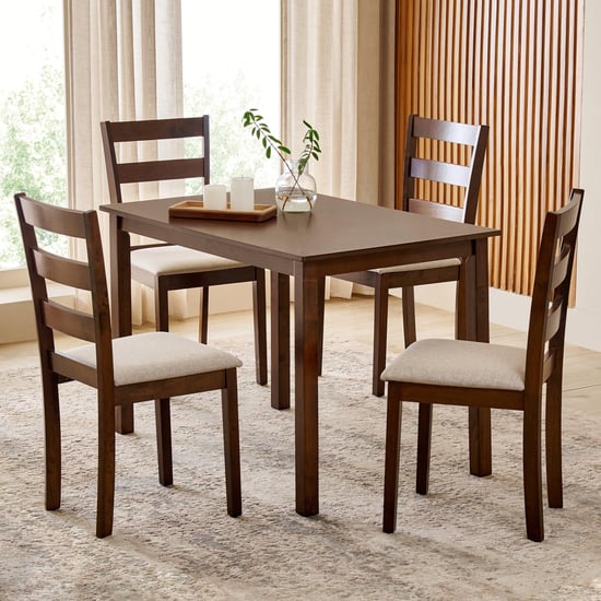 Helios Lia NXT Solid Wood 4-Seater Dining Set with Chairs - Brown