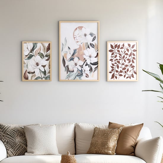 Brezza Twist Set of 3 Canvas Girl and Floral Picture Frames