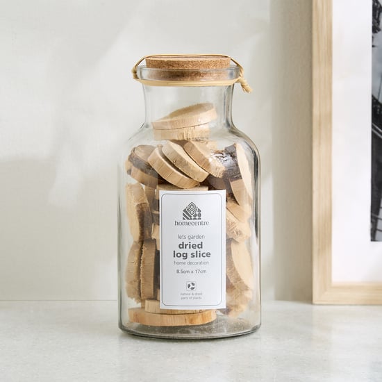 Lets Garden Hues Dried Log Slices in Glass Bottle