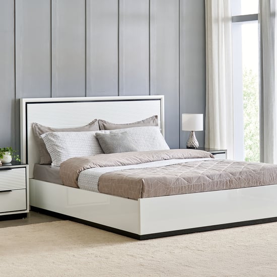Sterling Lenard King Bed with Hydraulic Storage - White