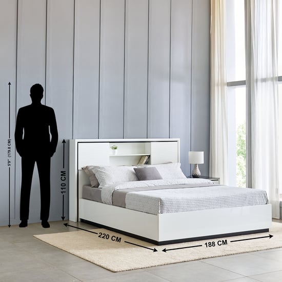 Sterling Albert King Bed with Hydraulic Storage - White