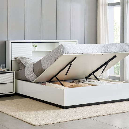 Sterling Albert King Bed with Hydraulic Storage - White