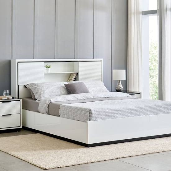 Sterling Albert King Bed with Box Storage - White