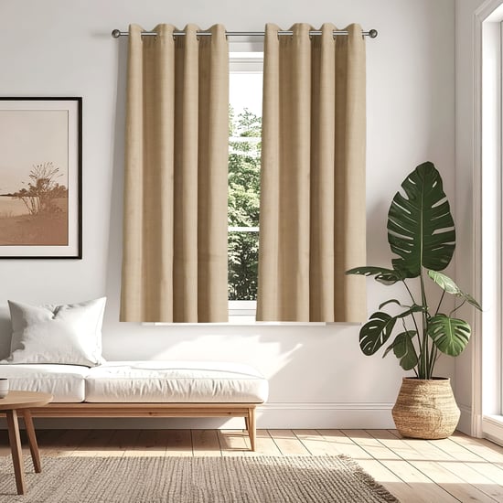 Glimmer Dusk Adreine Set of 2 Woven Light Filtering Window Curtains - 5.2ft (160cm)