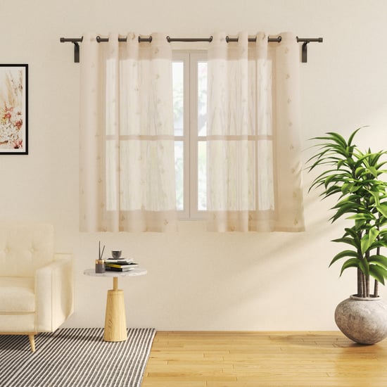 Glimmer Dusk Adreine Set of 2 Buta Embroidered Sheer Window Curtains - 5.2ft (160cm)