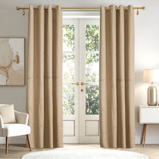 Glimmer Dusk Adreine Set of 2 Woven Light Filtering Door Curtains - 8.8ft (270cm)