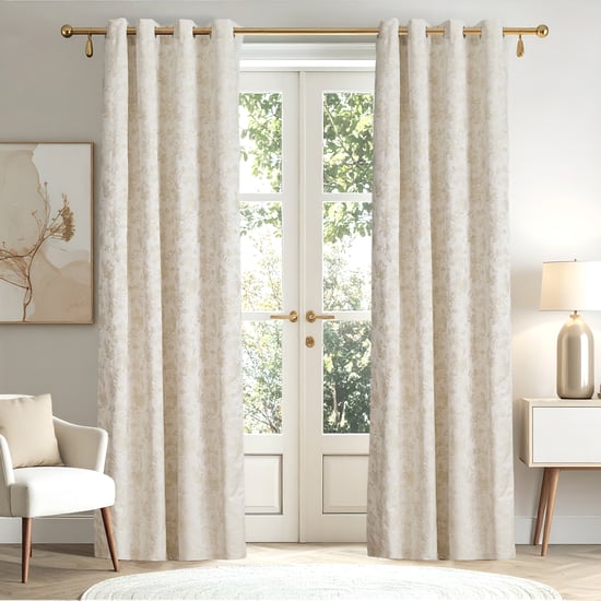 Glimmer Luxe Adreine Set of 2 Jacquard Light Filtering Door Curtains - 8.8ft (270cm)