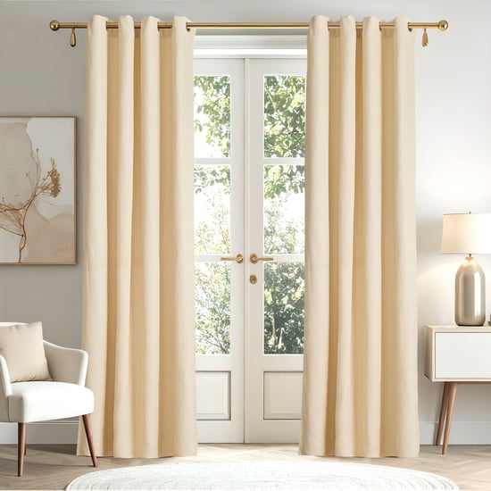 Glimmer Luxe Adreine Set of 2 Woven Light Filtering Door Curtains - 8.8ft (270cm)