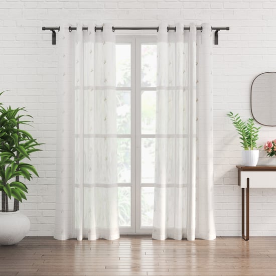 Glimmer Dusk Adreine Set of 2 Buta Embroidered Sheer Window Curtains - 8.8ft (270cm)