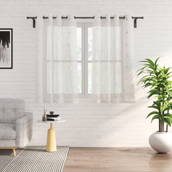 Glimmer Luxe Adreine Set of 2 Buta Embroidered Sheer Window Curtains - 5.2ft (160cm)