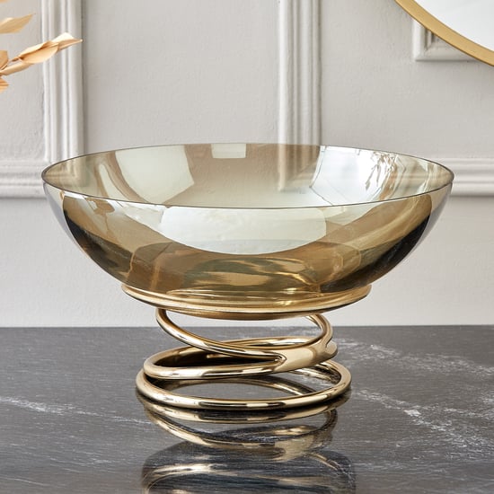 Brim Royale Swirl Glass Footed Bowl with Aluminium Stand