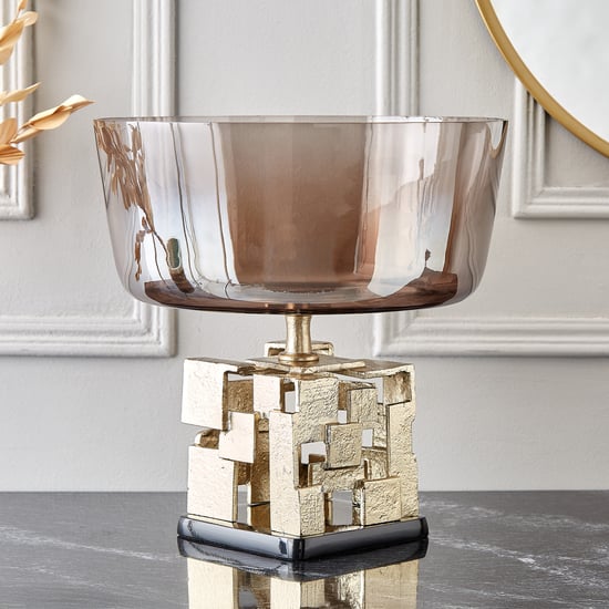 Brim Royale Blocks Glass Footed Decorative Bowl