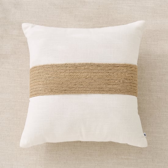 Jute Haze Cord Embroidered Filled Cushion - 40x40cm