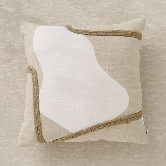 Jute Haze Retro Cord Embroidered Filled Cushion - 40x40cm
