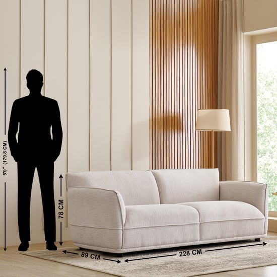 Morrison Fabric 3-Seater Sofa - Beige