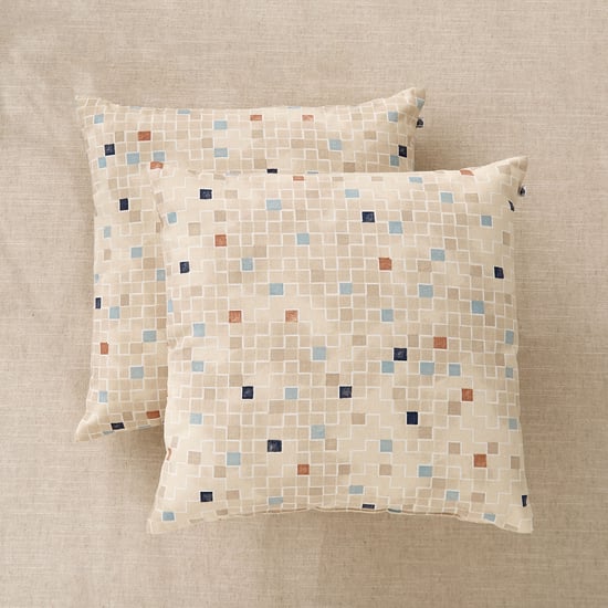 Ebony Grace Alford Set of 2 Geometric Print Filled Cushion - 40x40cm